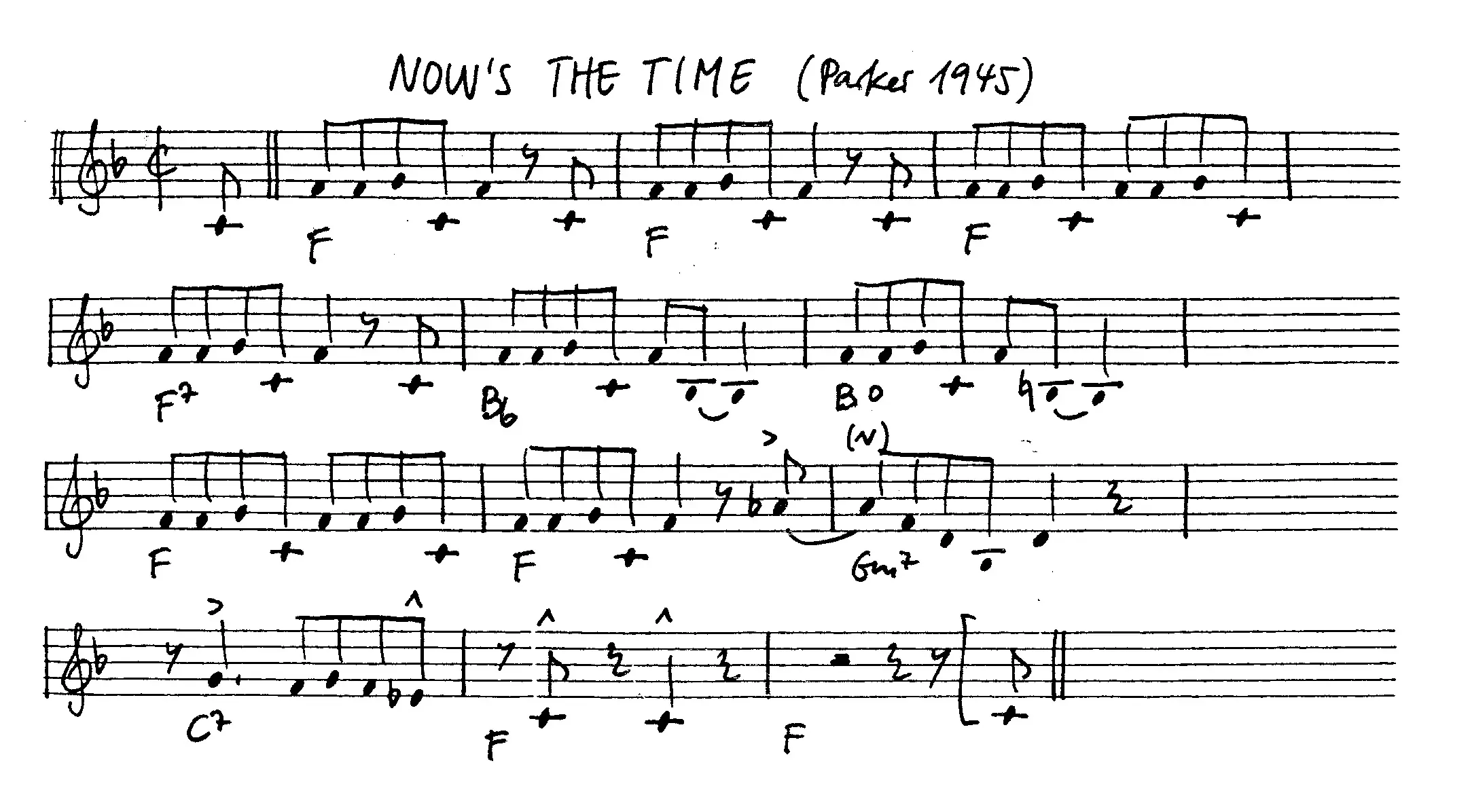 now's the time free jazz leadsheet - Courtesy of the Jungle Jazz Band